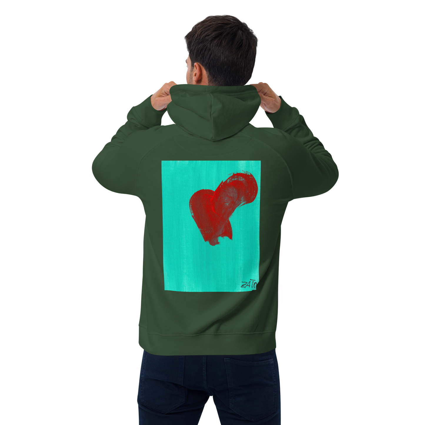 Unisex Bio-Raglan-Hoodie - Herz