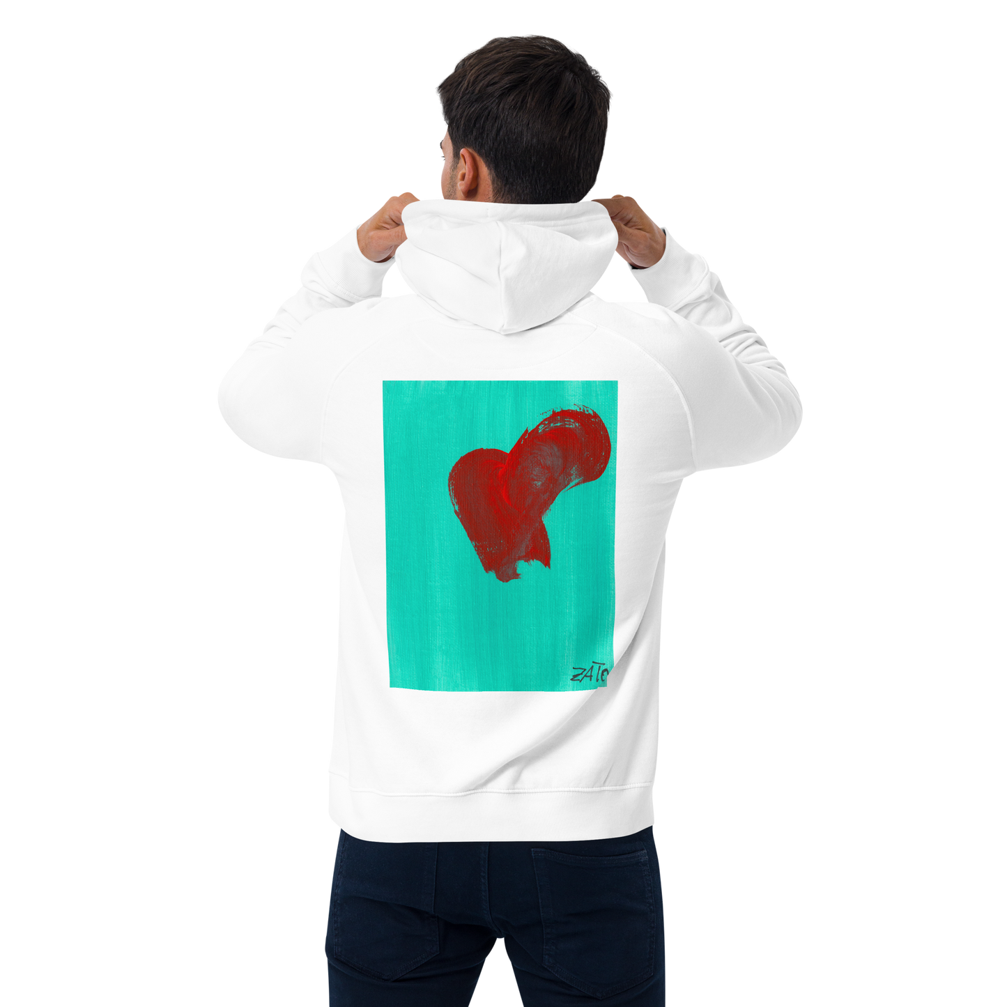 Unisex Bio-Raglan-Hoodie - Herz